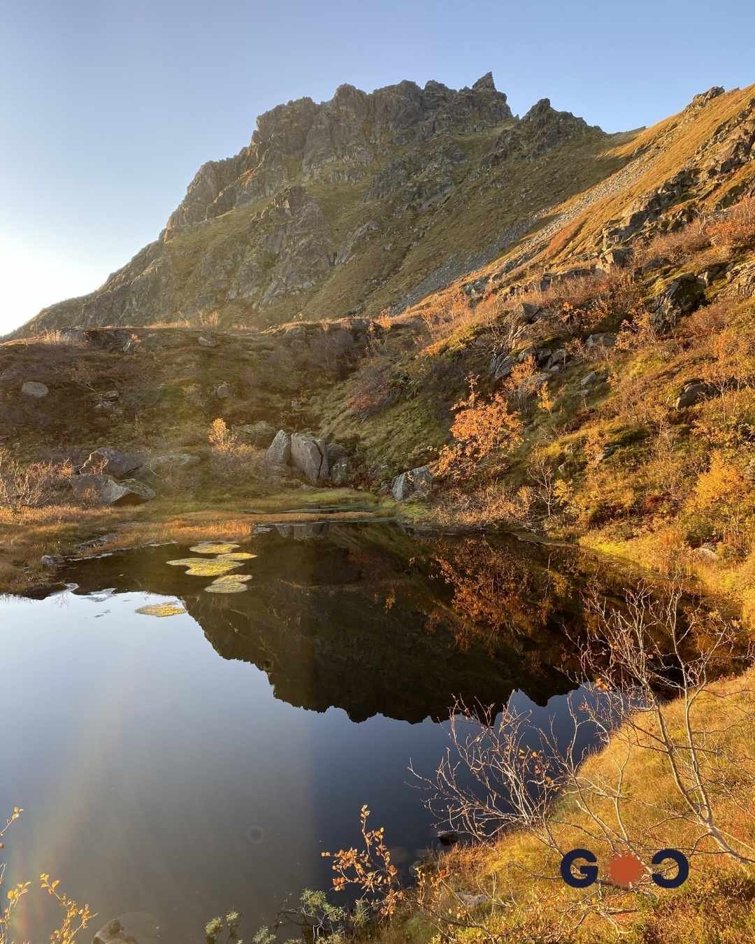 mountain and lake hiking in lofoten norway