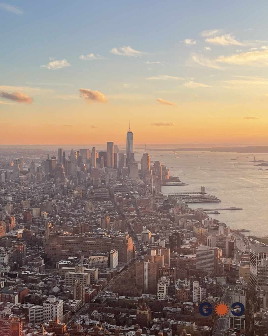 Sunset skyline views of new york city from The Edge