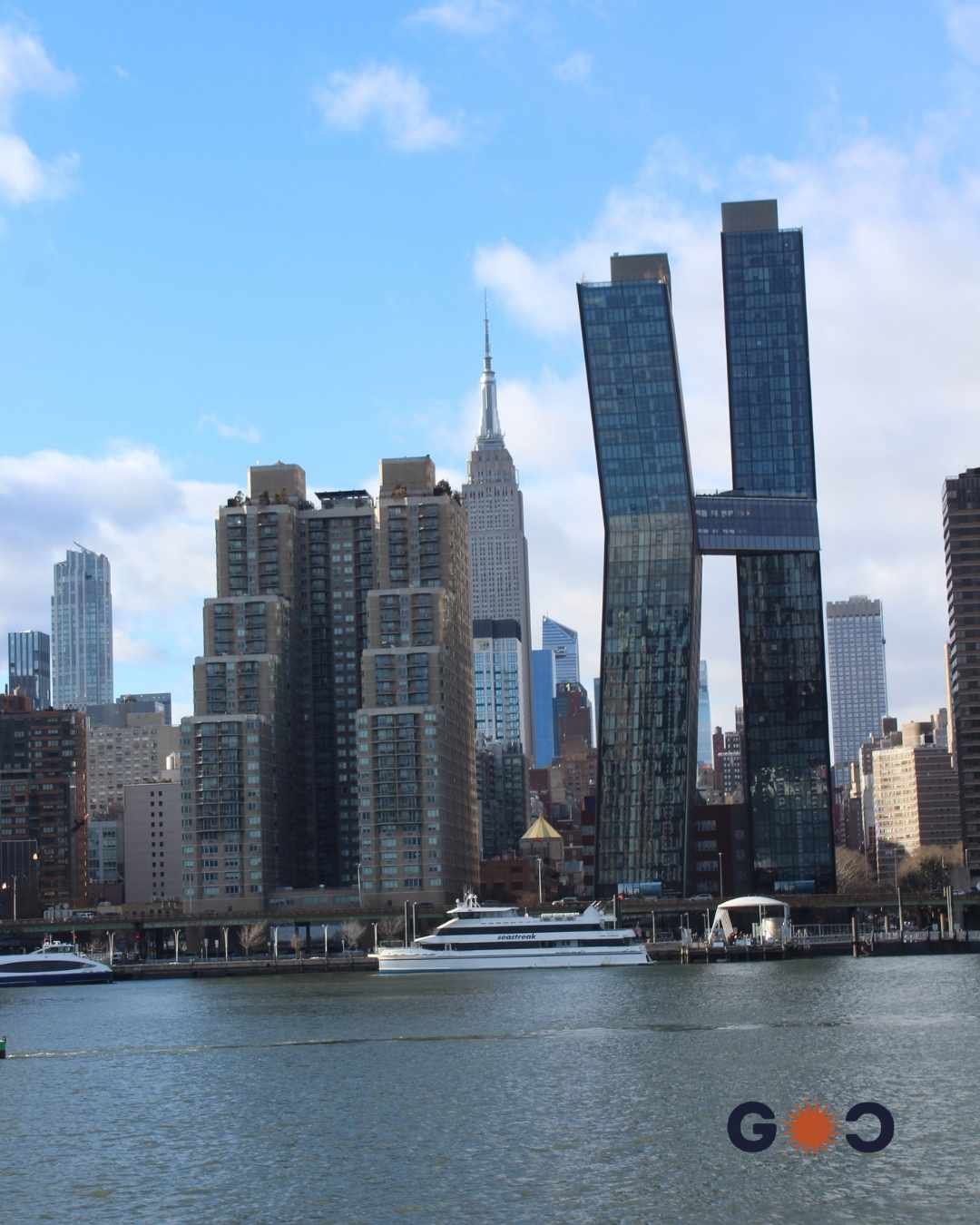 Boat tour views of chrysler building New york city
